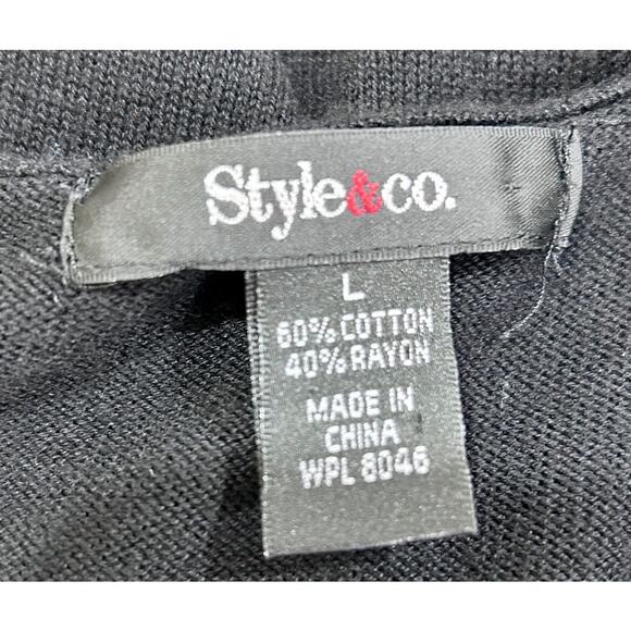 Style & Co. Black Gray Print 3/4 Sleeve Scoop Neck Knit Dress - Picture 6 of 7